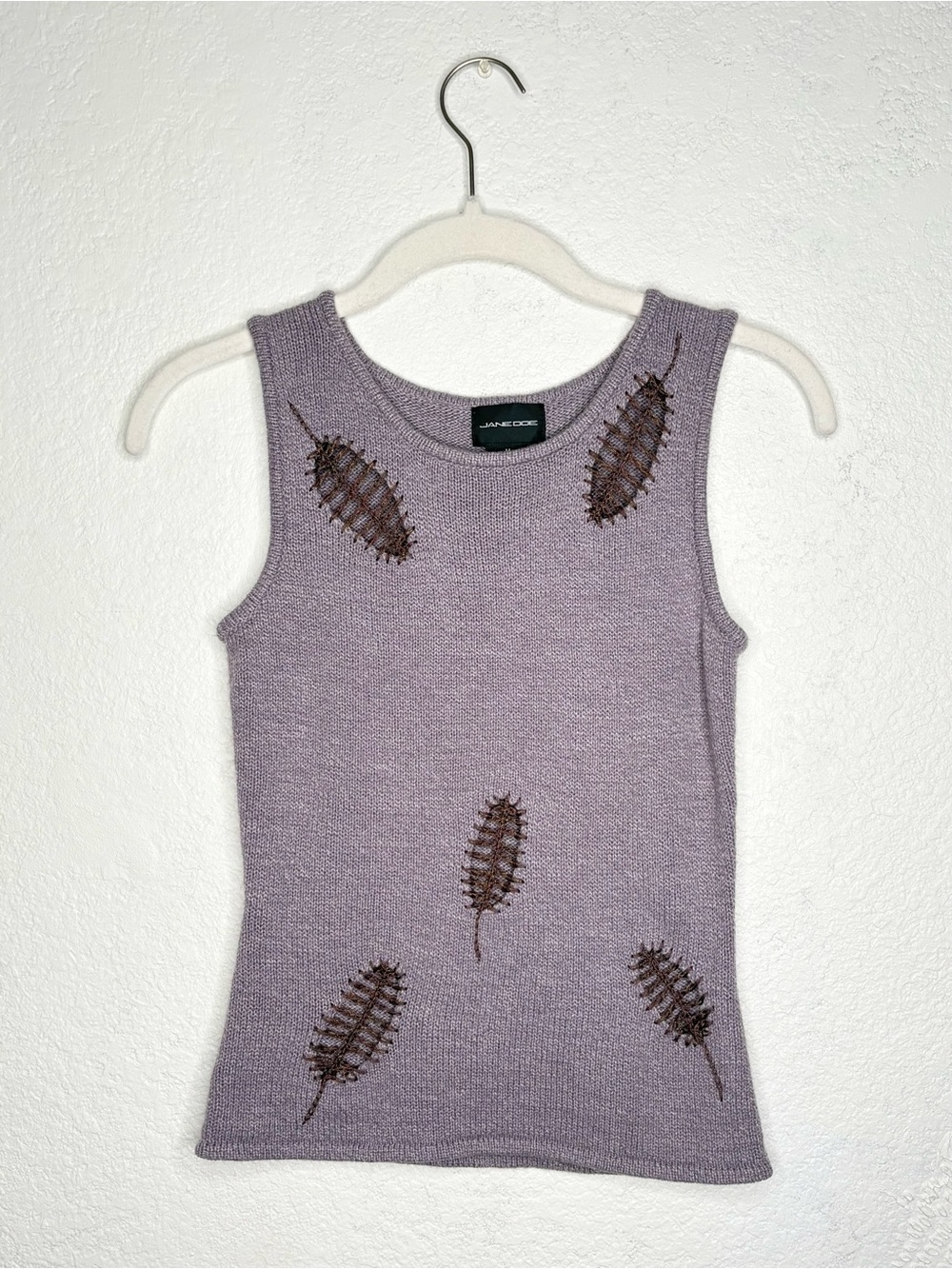 Jane Doe Lavender Knit Embroidered knit Tank Top/sweater
